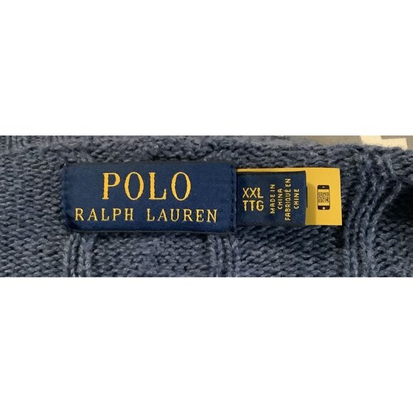 Set of 2 Ralph Lauren Cable Knit Sweaters Men XXL Camel 1/4 Zip & Blue Pullover - Picture 7 of 13